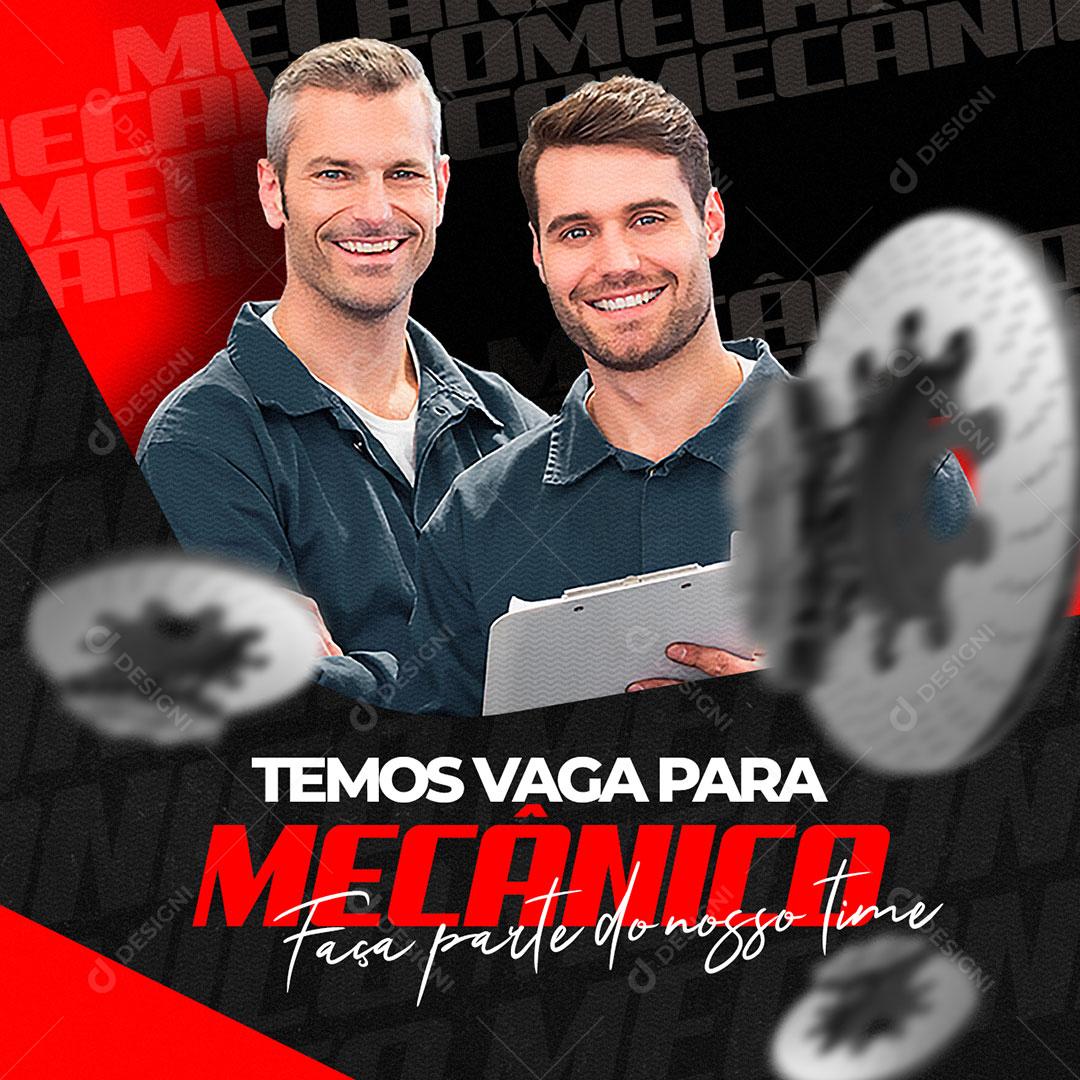 Post Oficina Mecânica Vaga De Emprego Social Media PSD Editável