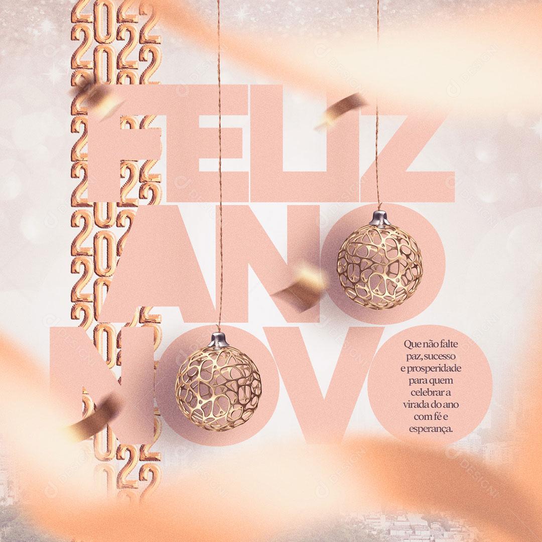 Post Feliz Ano Novo 2022 Social Media PSD Editável