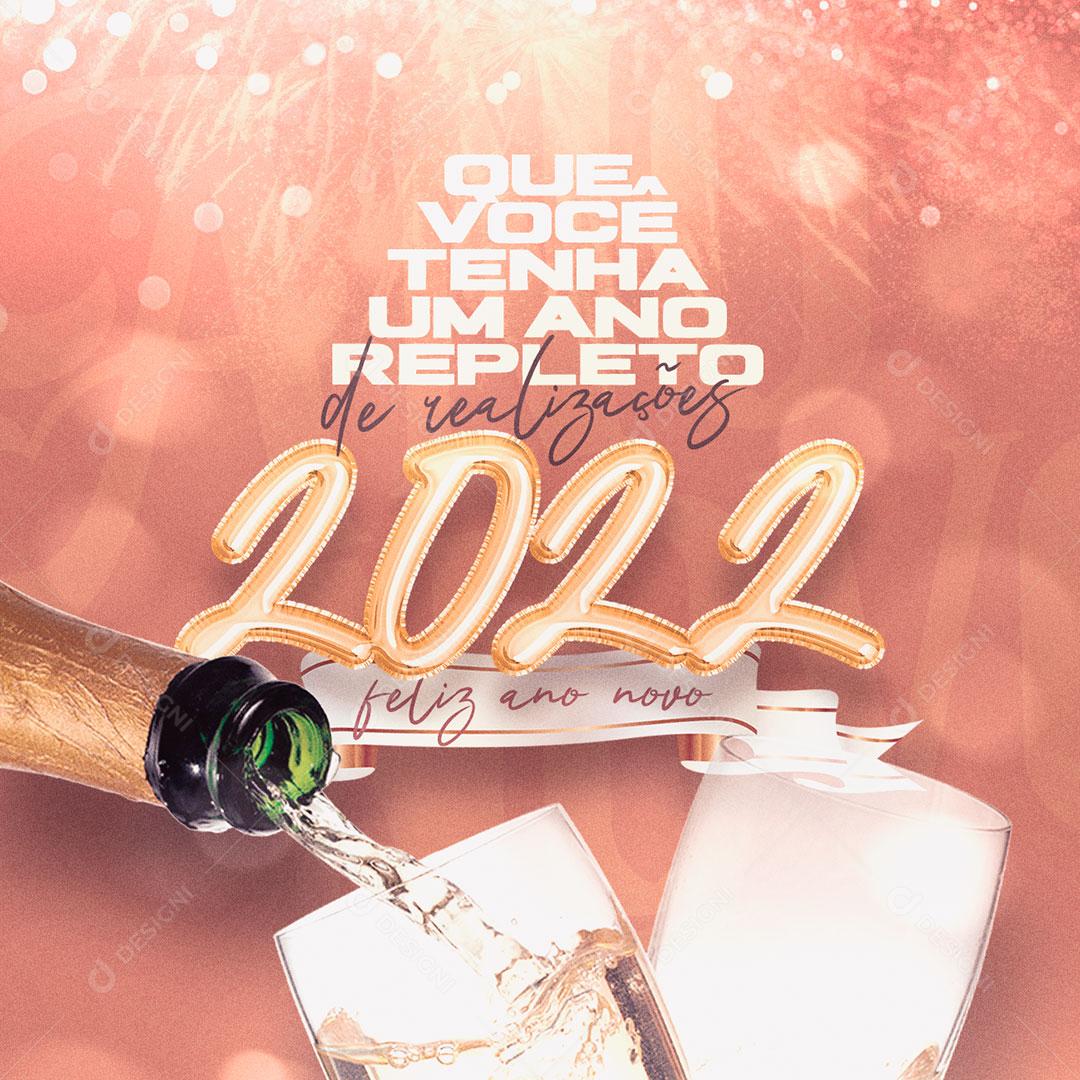 Post Feliz Ano Novo 2022 Social Media PSD Editável