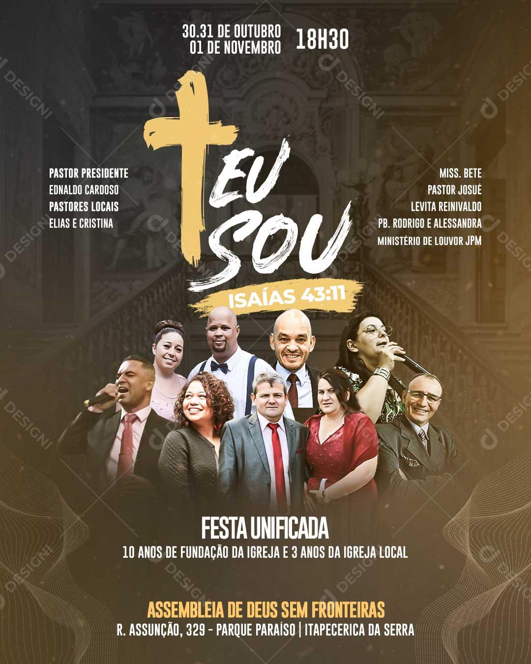 Evento Gospel EU SOU Social Media PSD Editável