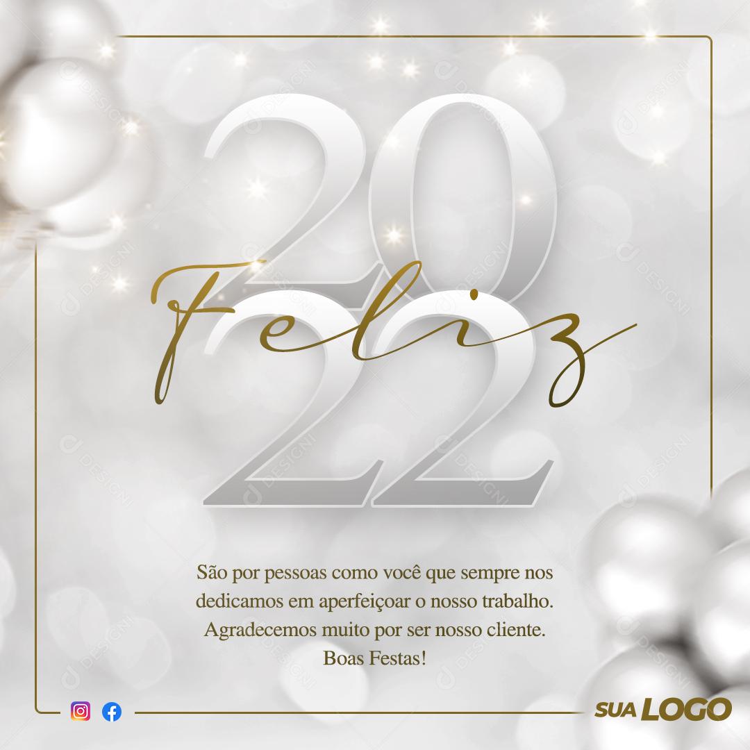 Feliz 2022 Frase de Agradecimento Social Media PSD Editável
