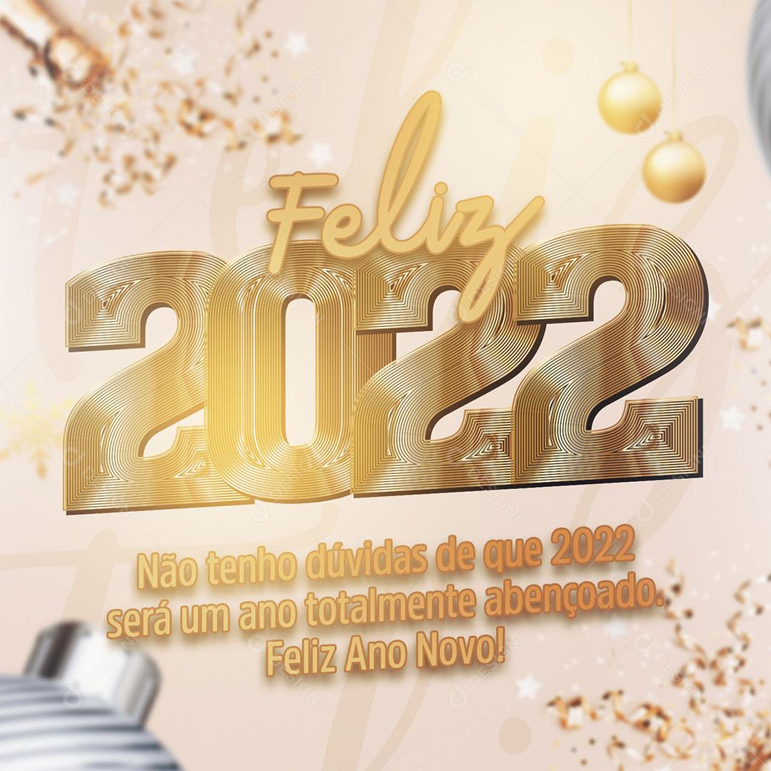 Post Feliz Ano Novo 2022 Social Media PSD Editável