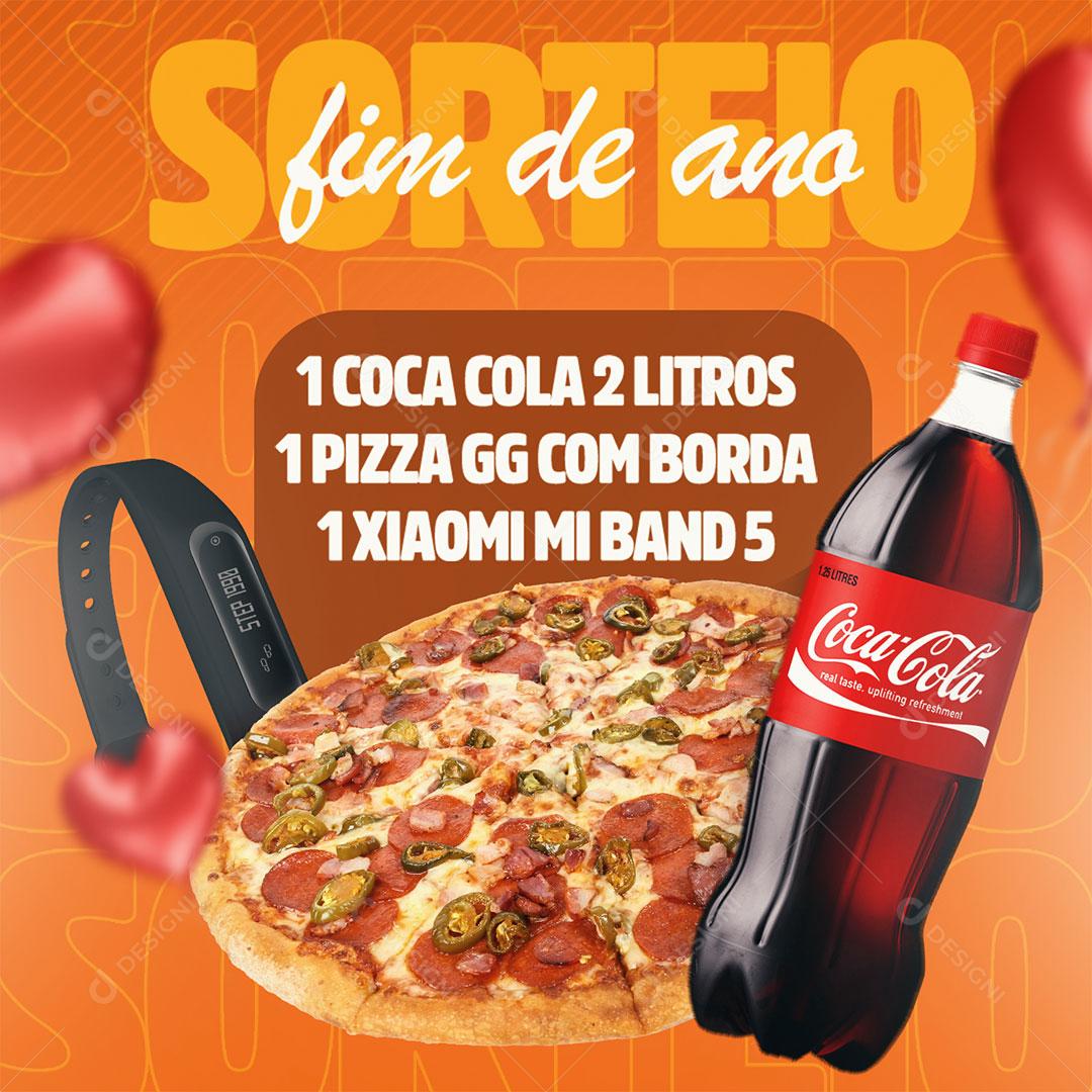 Post Pizzaria Sorteio Fim De Ano Social Media PSD Editável