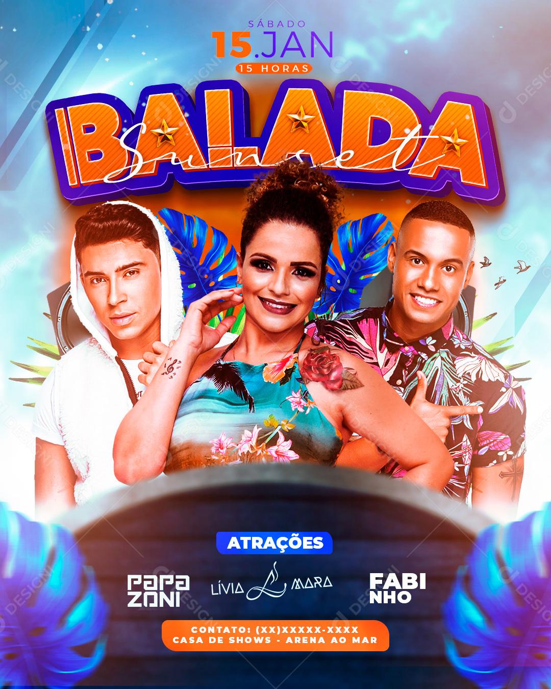 Social Media Flyers Show Balada Agendas PSD Editável