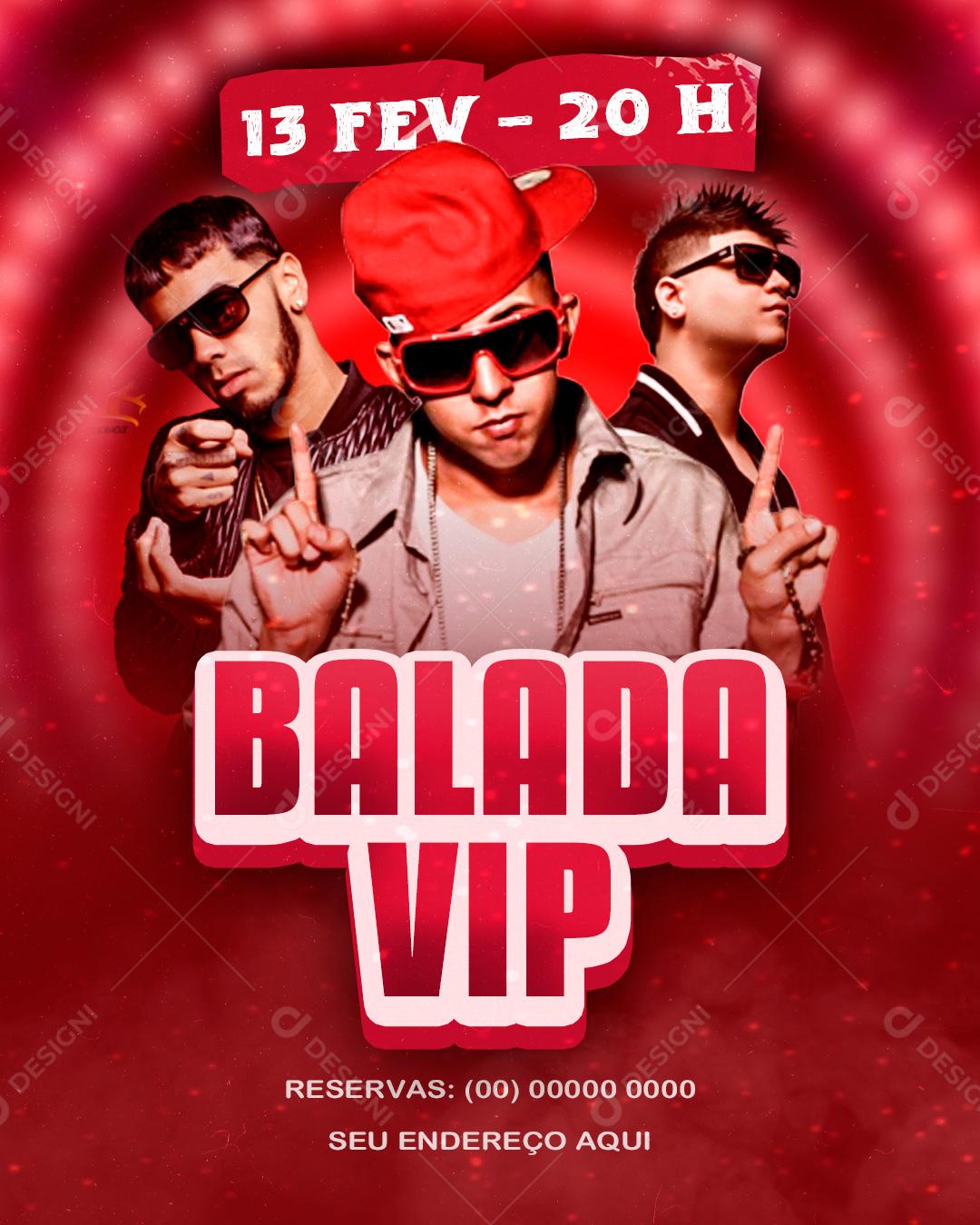 Flyers Balada Vip Agenda Social Media PSD Editável
