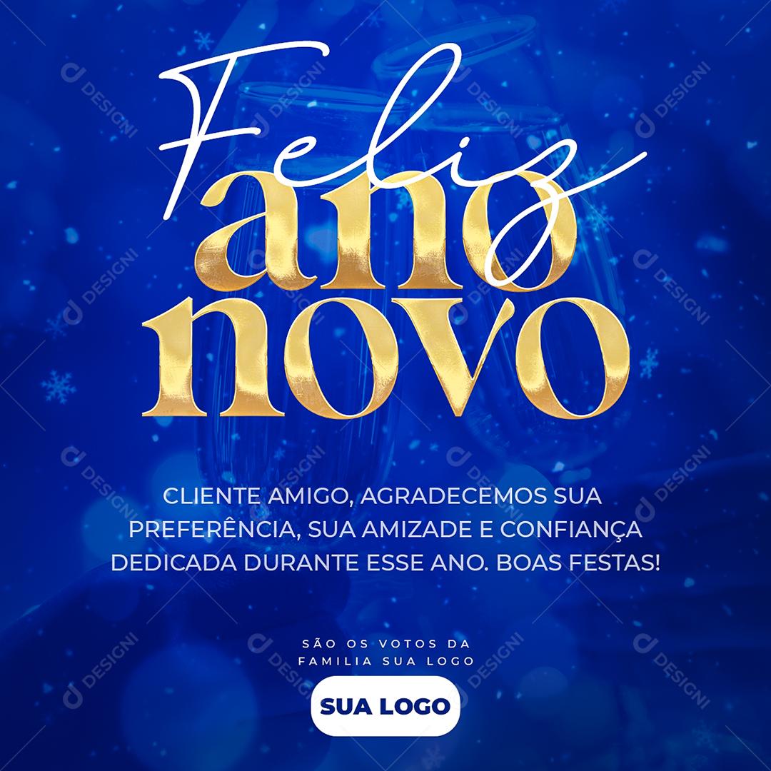 Social Media Feliz Ano Novo Boas Festas PSD Editável