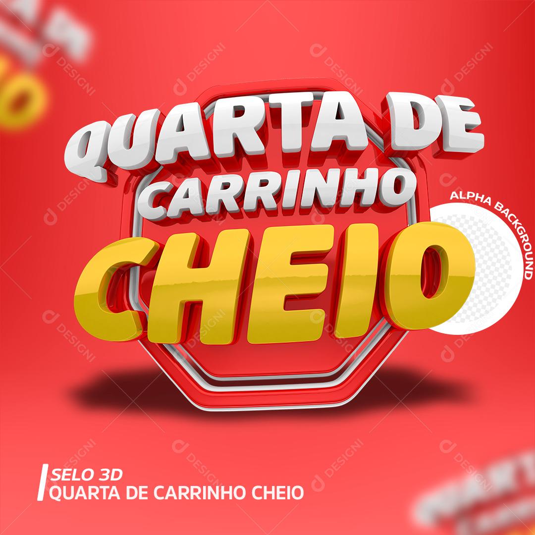 Selo 3D Quarta De Carrinho Cheio Para Composição PSD