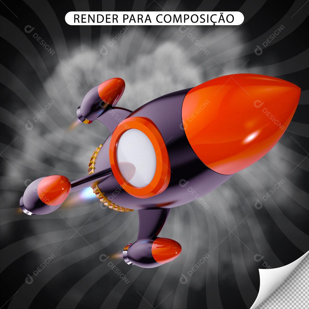 Elemento 3D para Composição Foguete PNG Transparente