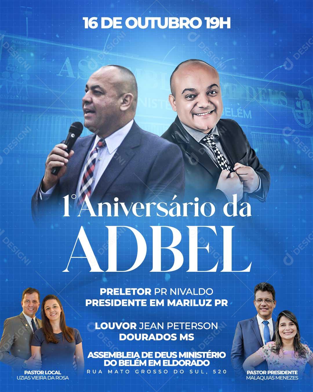 Aniversário Da ADBEL Gospel Social Media PSD Editável