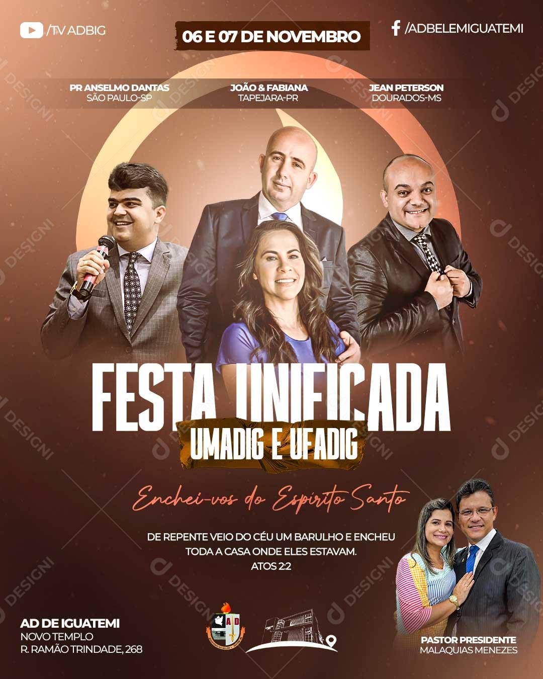 Festa Unificada Gospel Social Media PSD Editável