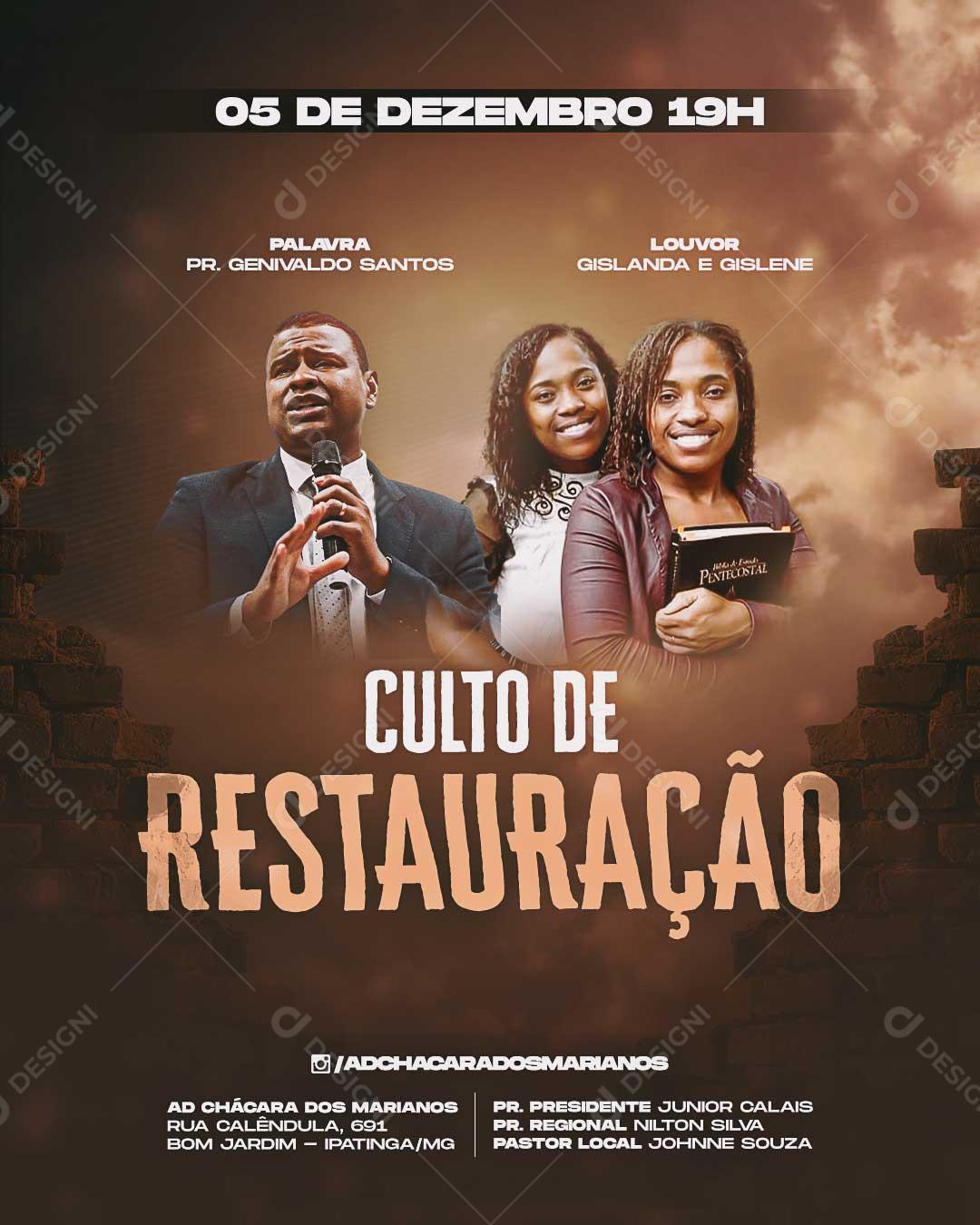 Culto De Restauração Gospel Social Media PSD Editável