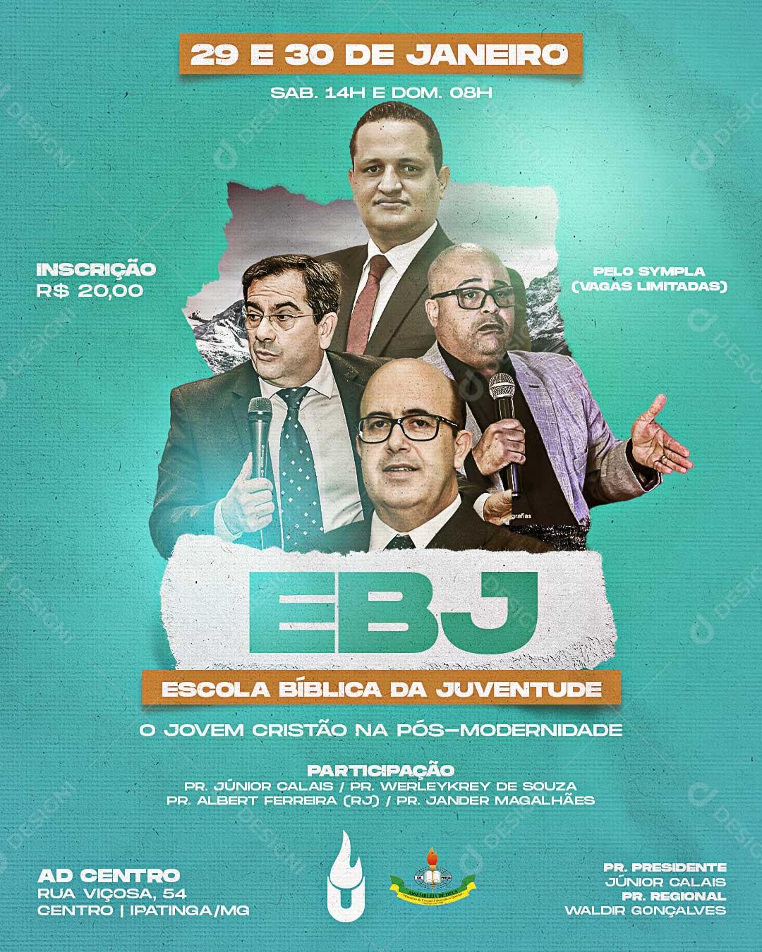 Escola Bíblica da Juventude Social Media PSD Editável