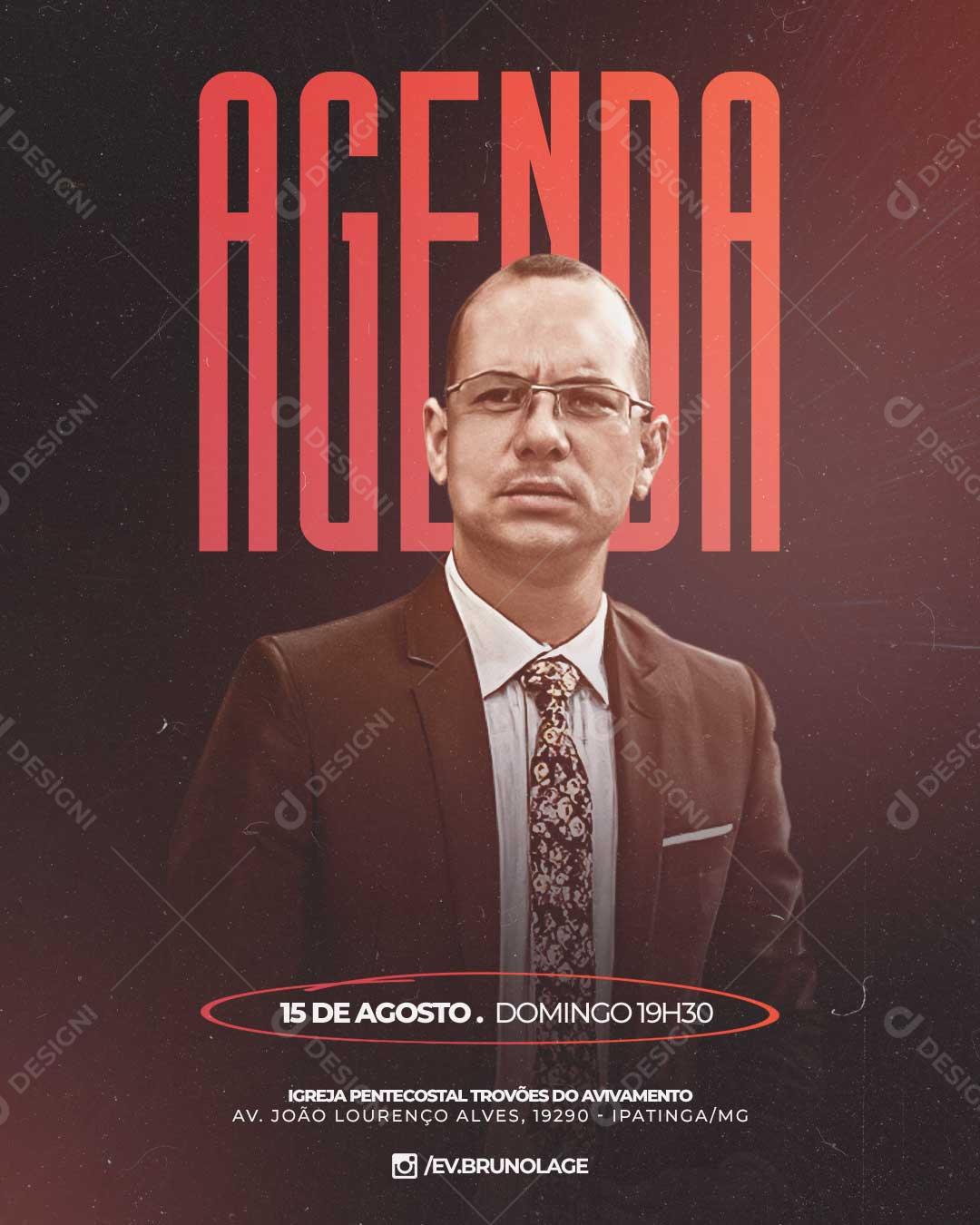 Agenda De Preletor Pastor Social Media PSD Editável