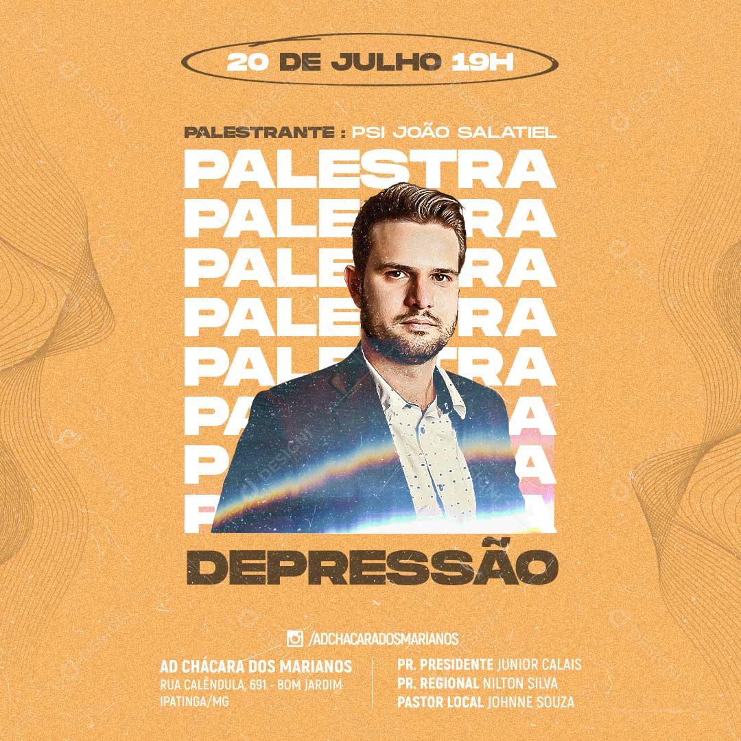 Palestra Sobre Depressão Gospel Social Media PSD Editável