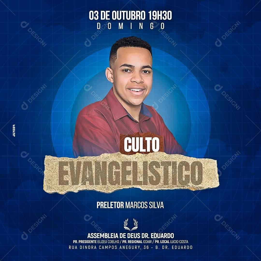 Culto Evangelístico Igreja Evangélica Social Media PSD Editável