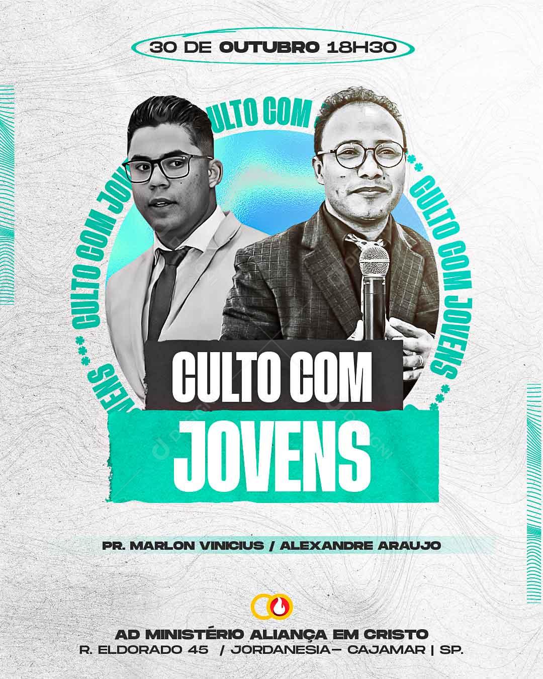 Culto Com Jovens Igreja Evangélica Social Media PSD Editável