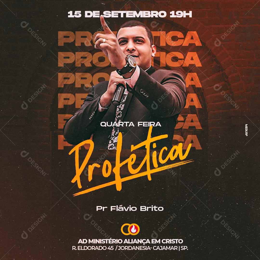 Quarta Feira Profética Igreja Assembleia Social Media PSD Editável