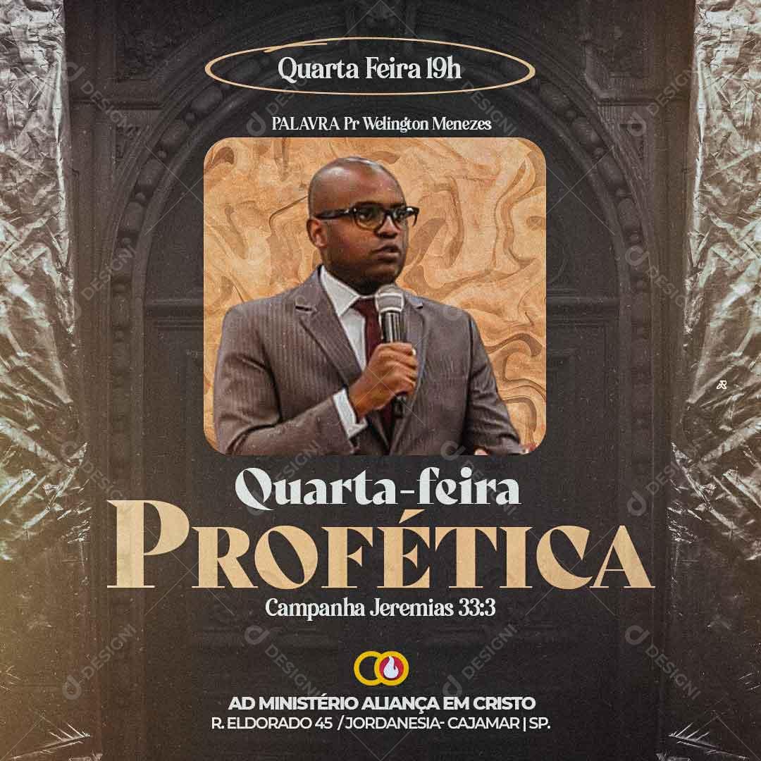 Quarta Feira Profética Igreja Assembleia Social Media PSD Editável