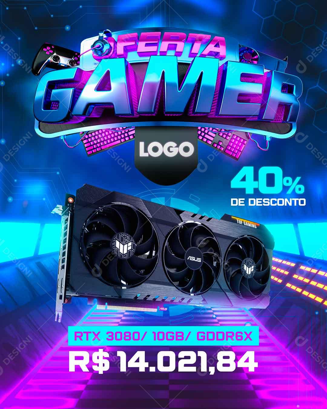 Oferta Gamer Placa De Vídeo Rtx 3080 Social Media PSD Editável