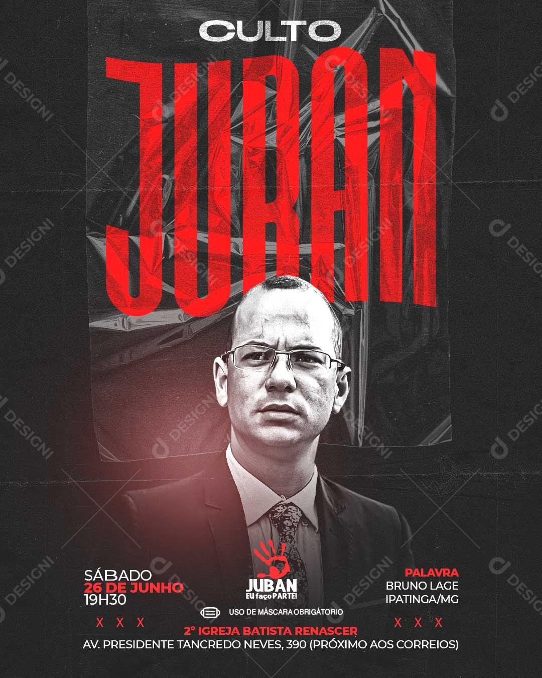 Culto Juran Gospel Social Media PSD Editável