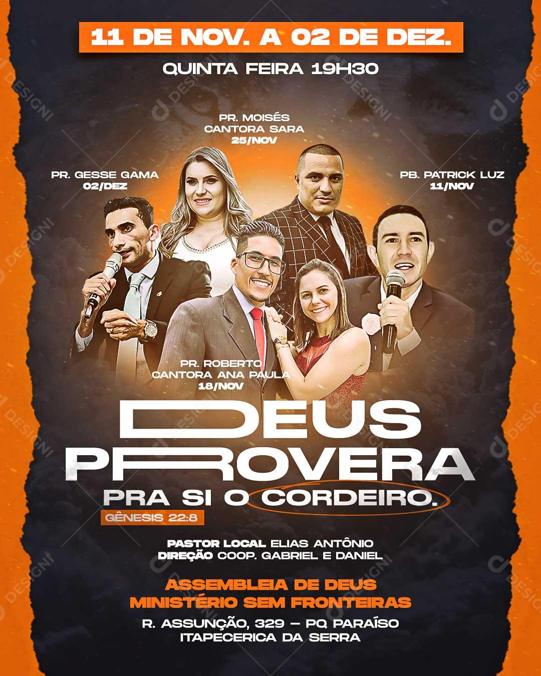 Evento Deus Proverá Pra Si o Cordeiro Social Media PSD Editável