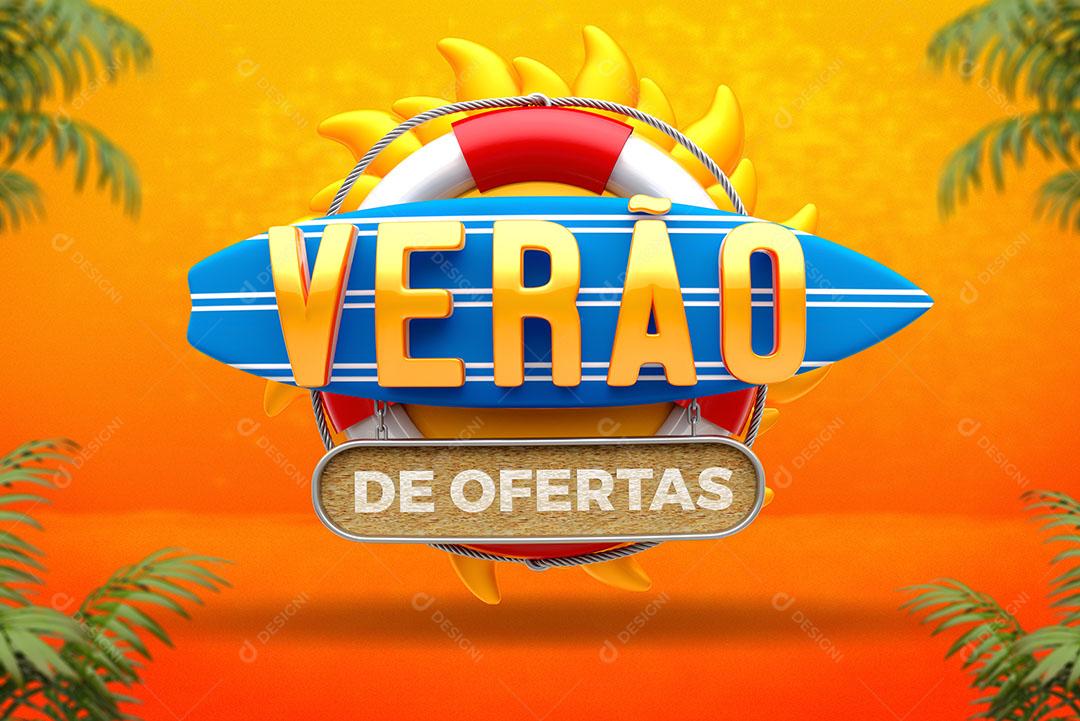 Verão De Ofertas Selo 3D Texto Editável Para Composição PSD Premium