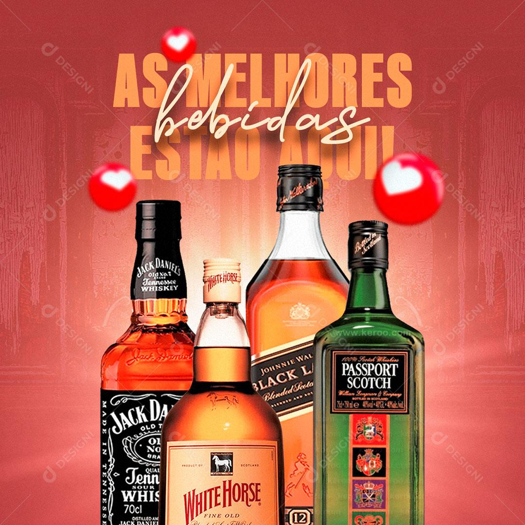 Post As Melhores Bebidas Social Media PSD Editável