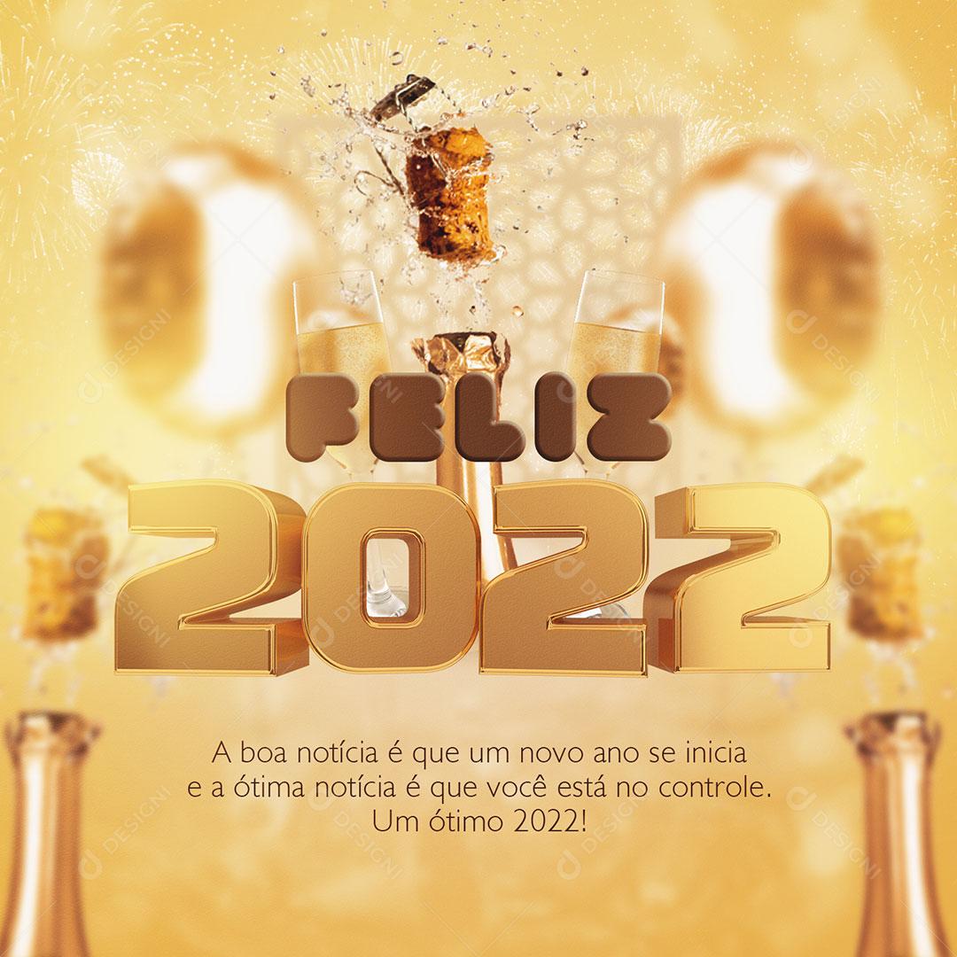 Post Feliz Ano Novo 2022 Social Media PSD Editável