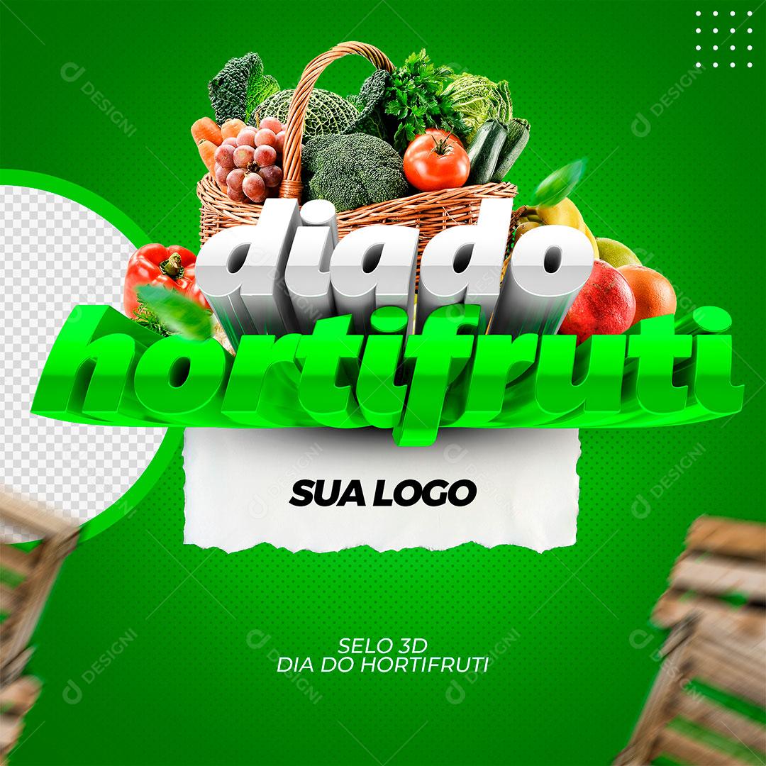 Dia do Hortifruti Selo 3D Para Composição PSD Editável