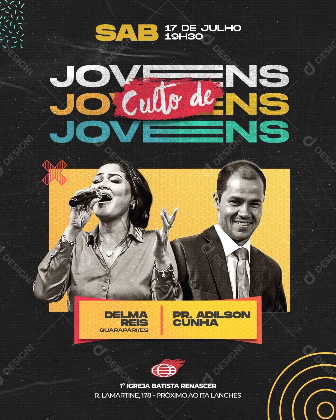 Culto de Jovens Social Media PSD Editável