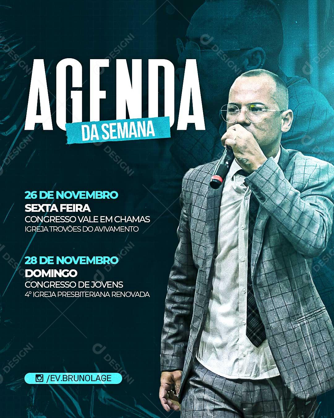 Agenda da Semana Pastor Social Media PSD Editável