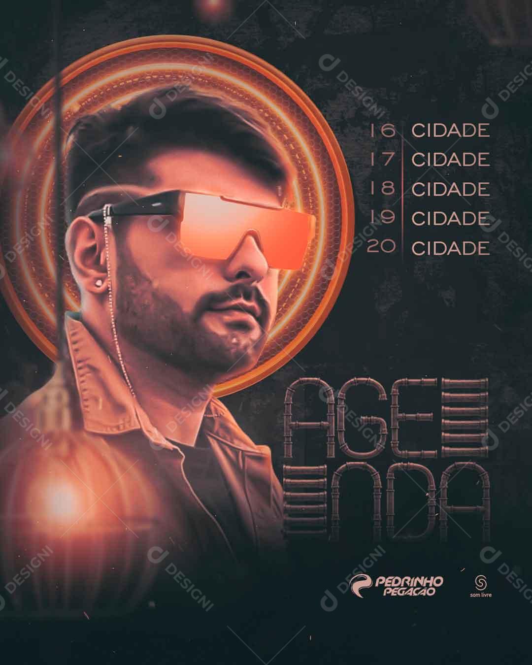 Feed Flayer Agenda Pedrinho Pegação Social Media PSD Editável