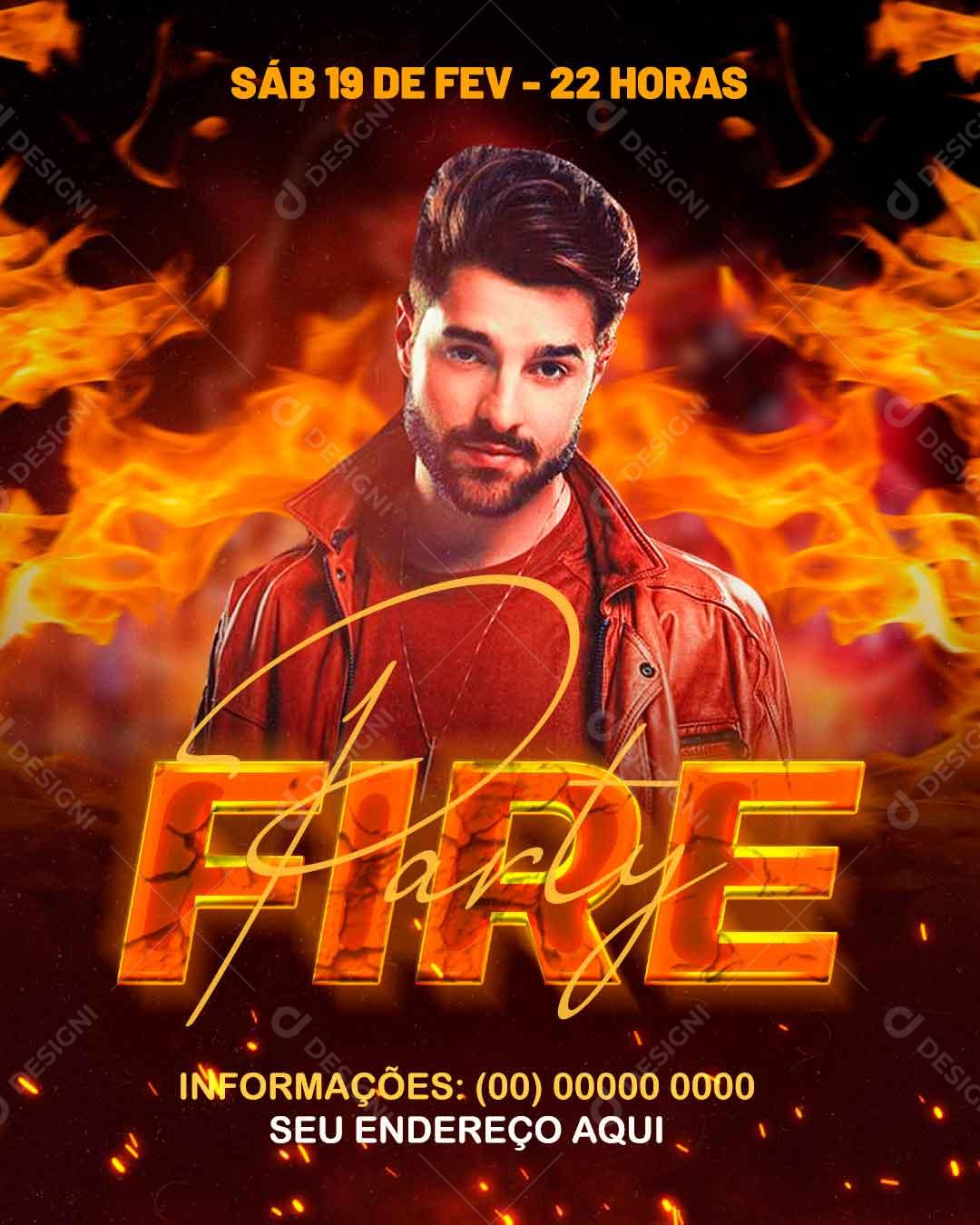 Feed Flayer Party Fire Alok Social Media PSD Editável