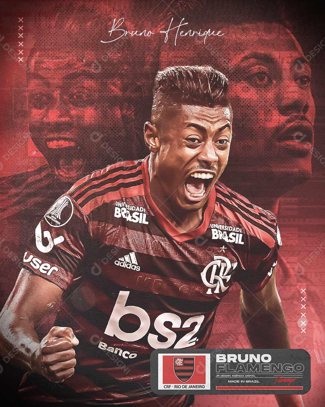 Bruno Henrique Flamengo Social Media PSD Editável