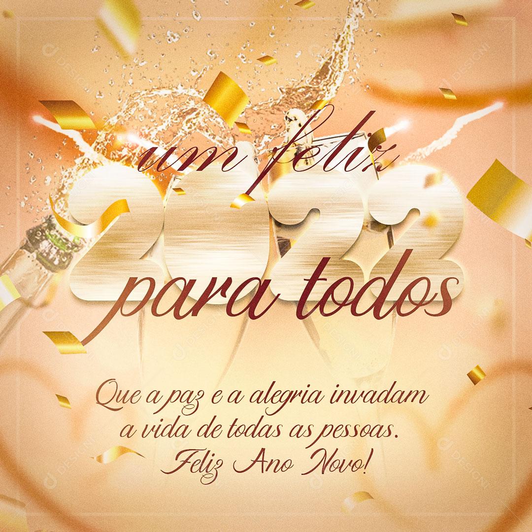 Um Feliz 2022 Para Todos Feliz Ano Novo Social Media PSD Editável