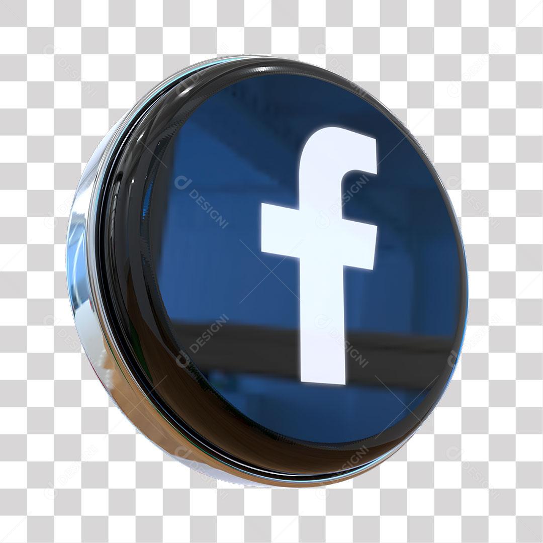 Ícone Facebook Elemento 3D Para Composição PNG Transparente