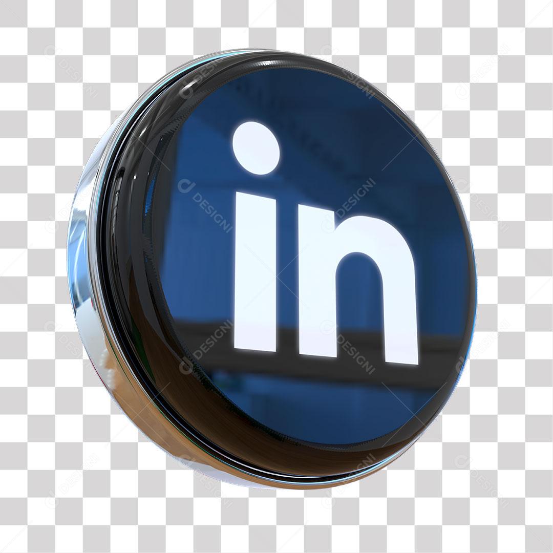 Ícone 3D Linkedin Elemento Para Composição PNG Transparente