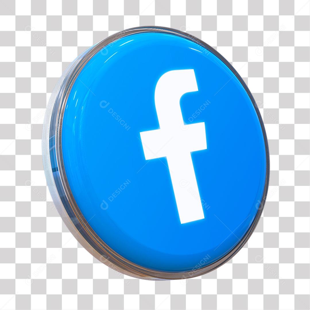 Ícone Facebook Azul Elemento 3D Para Composição PNG Transparente