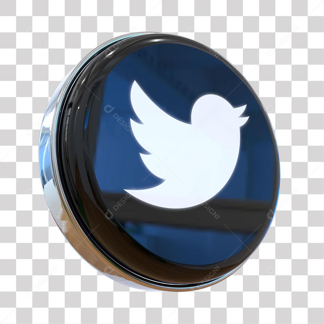 Ícone 3D Twitter Elemento Para Composição PNG Transparente