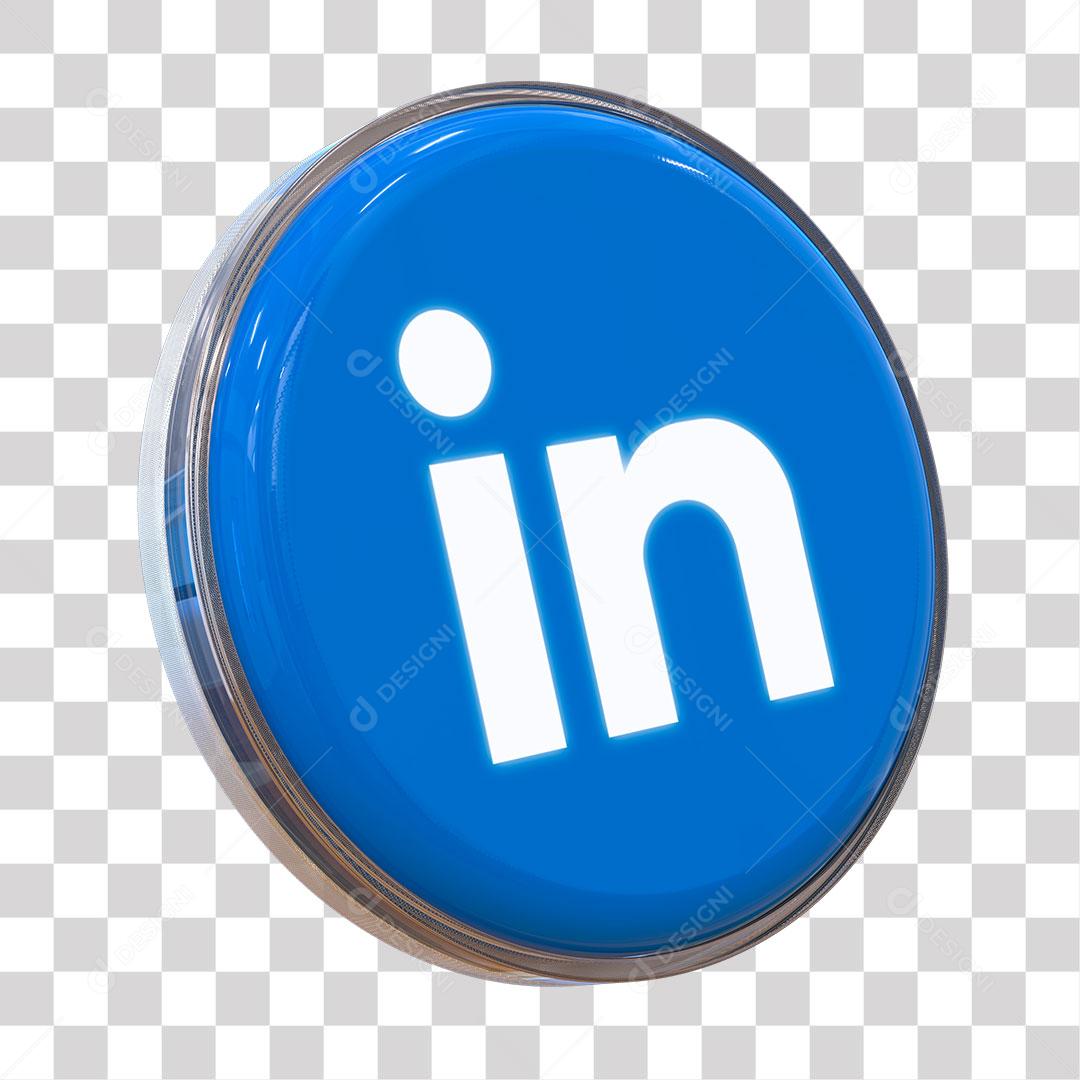 Linkedin Ícone Azul 3D Para Composição PNG Transparente