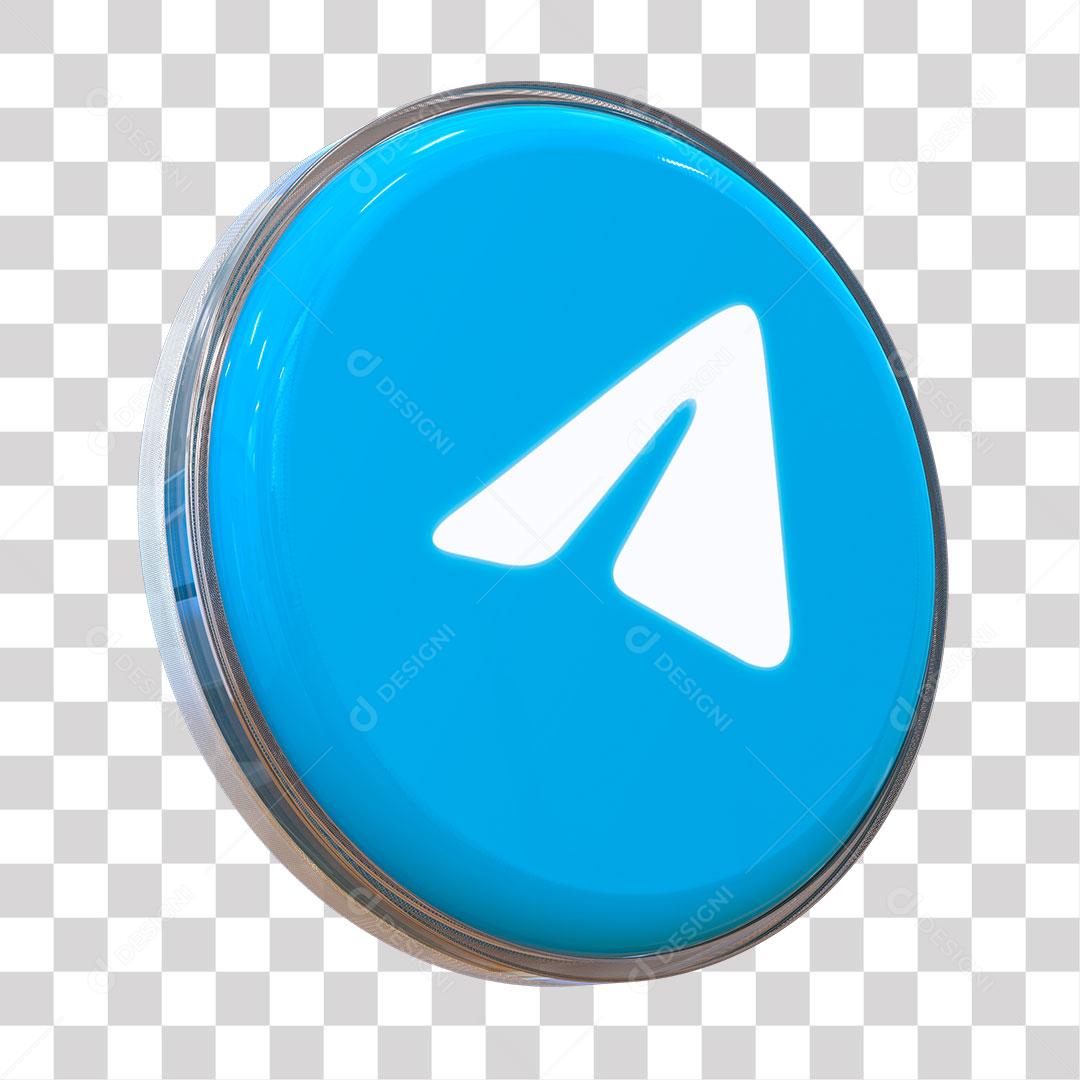 Ícone 3D Telegram Azul Elemento 3D Para Composição PNG Transparente