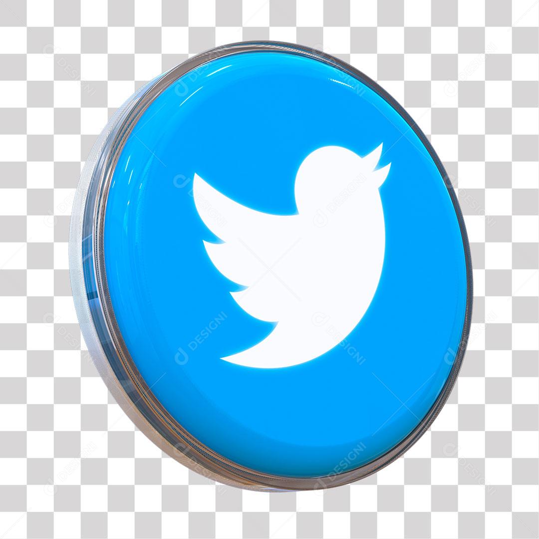 Ícone 3D Twitter Azul Elemento Para Composição PNG Transparente