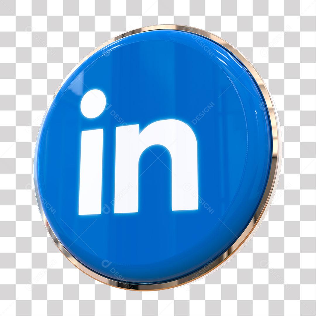 Linkedin Ícone Azul 3D Para Composição PNG Transparente