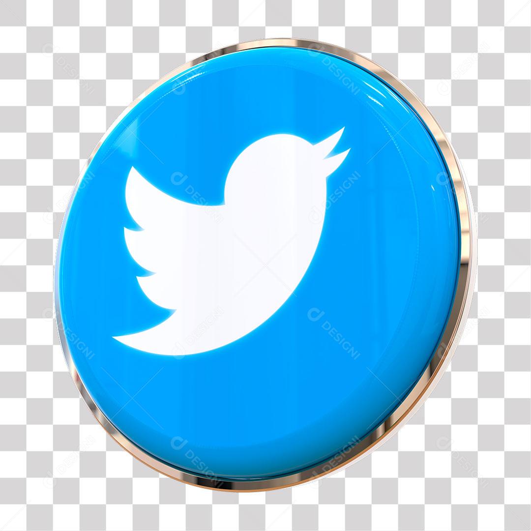 Twitter Ícone 3D Para Composição PNG Transparente