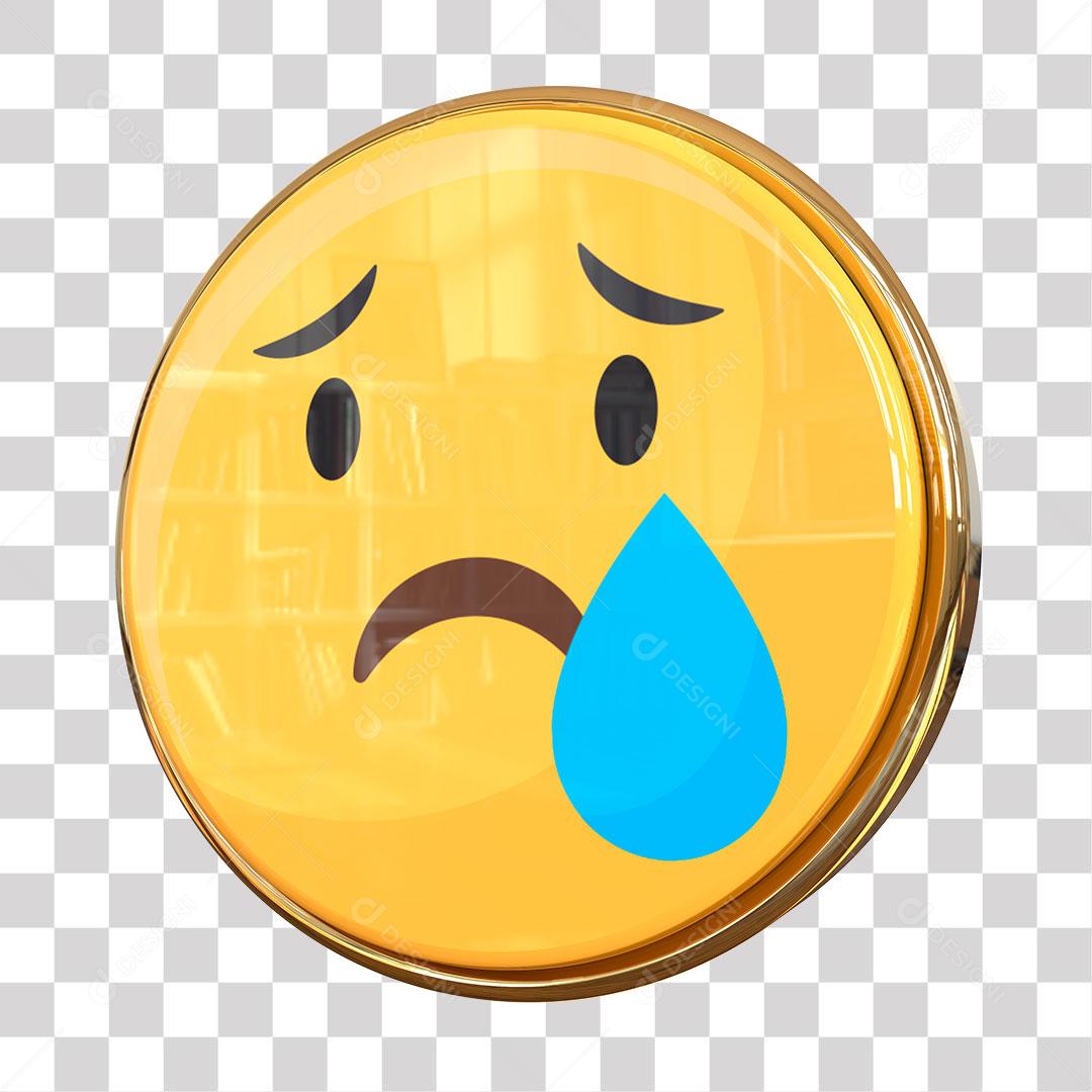 Emoji Triste Chorando Elemento 3D Para Composição PNG Transparente