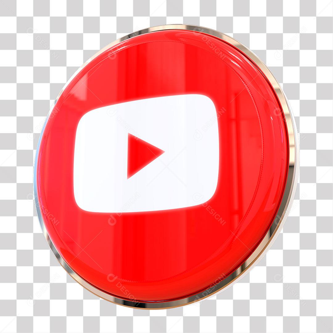 Youtube Ícone 3D Para Composição PNG Transparente