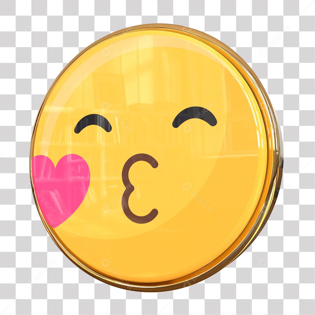 Emoji Mandando Beijo Elemento 3D Para Composição PNG Transparente