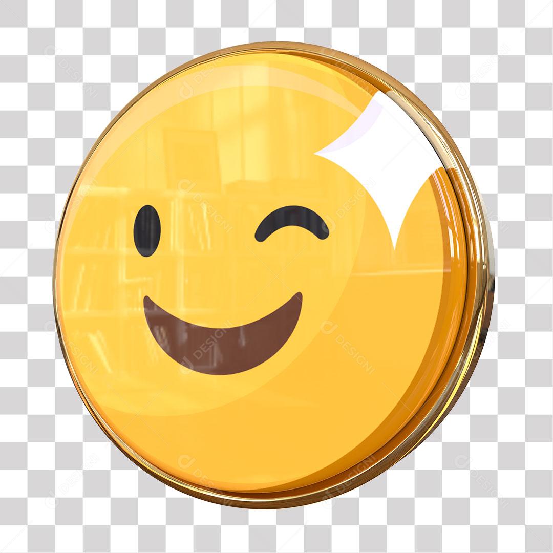 Emoji Piscando o Olho Elemento 3D Para Composição PNG Transparente