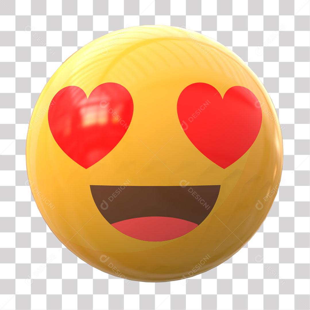 Emoji Apaixonado Elemento 3D Para Composição PNG Transparente