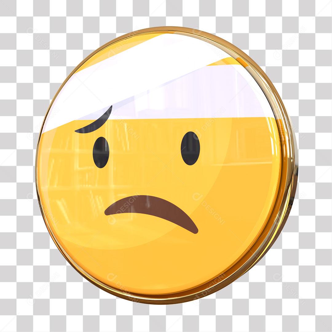 Emoji com Bandagem de Curativo na Cabeça Elemento 3D PNG Transparente